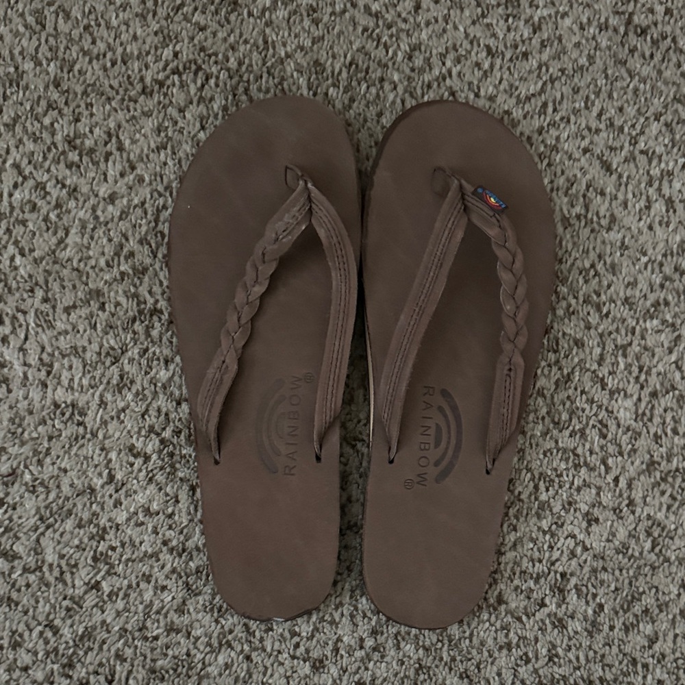 Rainbow Women's Braided Sandals expresso- worn once- “ladies large 7.5-8.5”